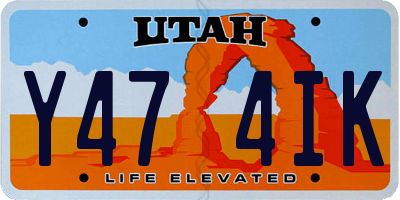 UT license plate Y474IK