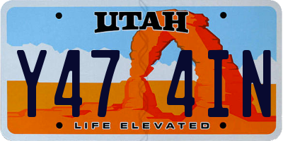 UT license plate Y474IN