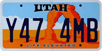 UT license plate Y474MB