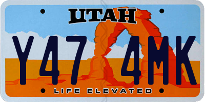 UT license plate Y474MK