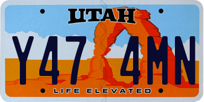 UT license plate Y474MN