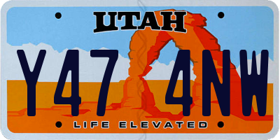 UT license plate Y474NW