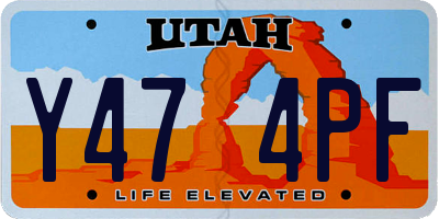 UT license plate Y474PF
