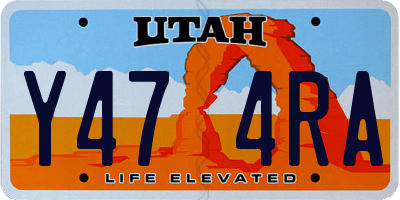 UT license plate Y474RA