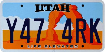 UT license plate Y474RK
