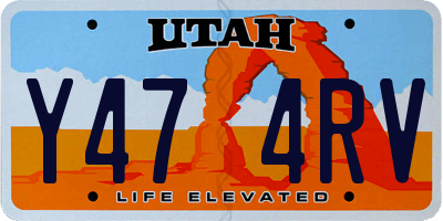 UT license plate Y474RV