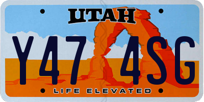 UT license plate Y474SG