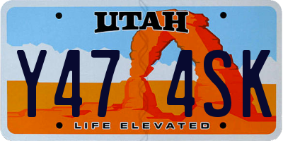 UT license plate Y474SK