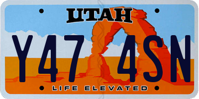UT license plate Y474SN