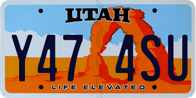 UT license plate Y474SU