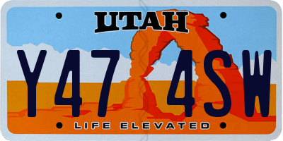 UT license plate Y474SW