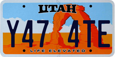UT license plate Y474TE