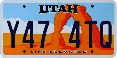 UT license plate Y474TQ