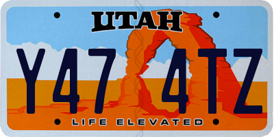 UT license plate Y474TZ