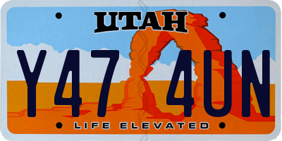 UT license plate Y474UN