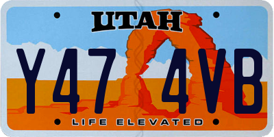 UT license plate Y474VB