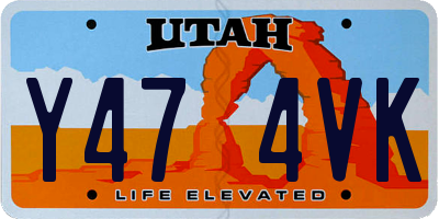 UT license plate Y474VK