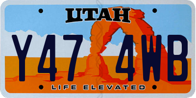 UT license plate Y474WB