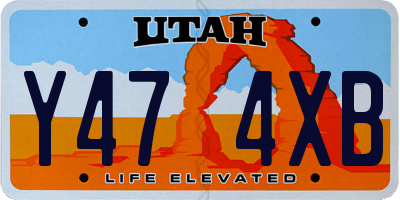 UT license plate Y474XB