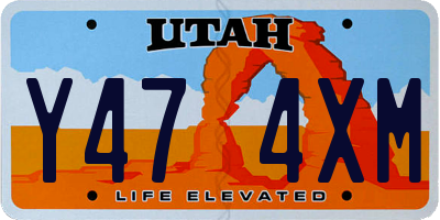 UT license plate Y474XM