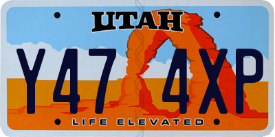 UT license plate Y474XP