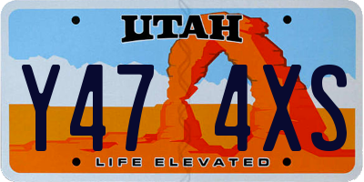 UT license plate Y474XS