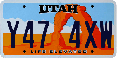 UT license plate Y474XW