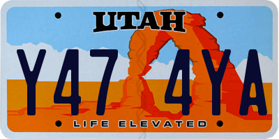UT license plate Y474YA
