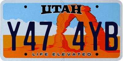 UT license plate Y474YB