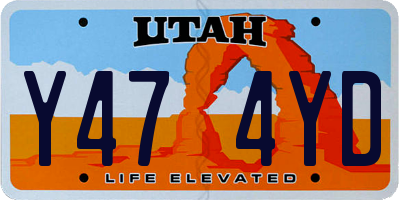 UT license plate Y474YD