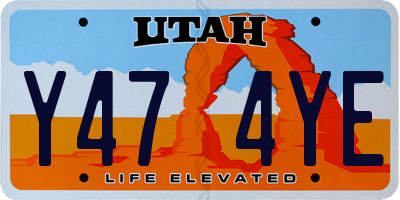 UT license plate Y474YE