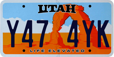 UT license plate Y474YK