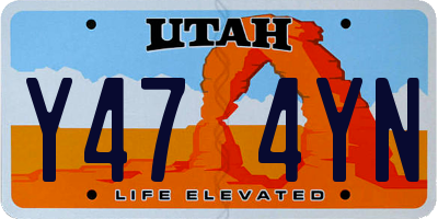 UT license plate Y474YN
