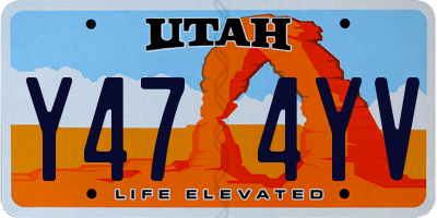 UT license plate Y474YV