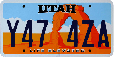 UT license plate Y474ZA