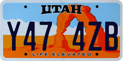 UT license plate Y474ZB