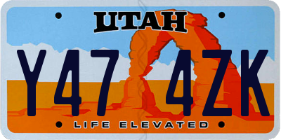 UT license plate Y474ZK