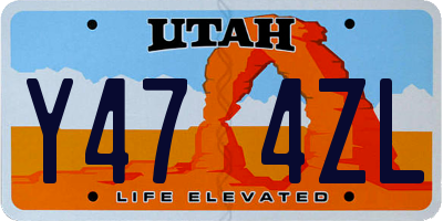 UT license plate Y474ZL
