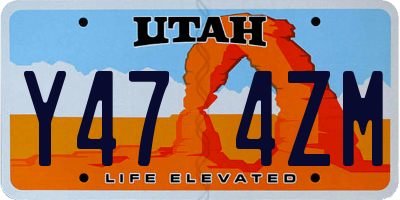 UT license plate Y474ZM