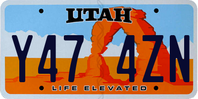 UT license plate Y474ZN