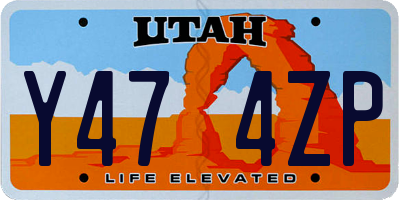 UT license plate Y474ZP