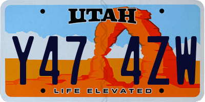 UT license plate Y474ZW