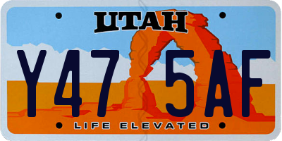 UT license plate Y475AF