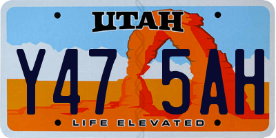 UT license plate Y475AH