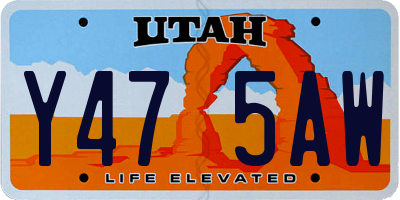 UT license plate Y475AW