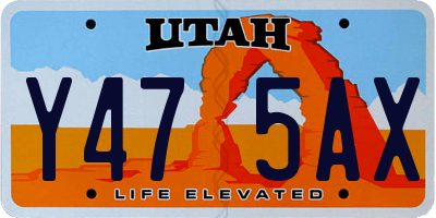 UT license plate Y475AX