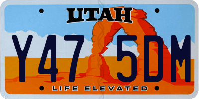 UT license plate Y475DM