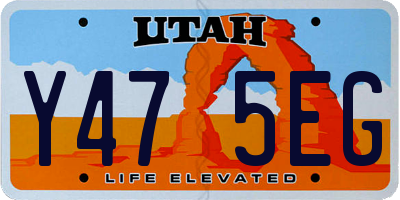 UT license plate Y475EG