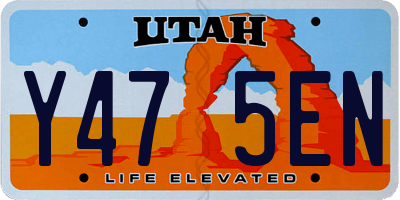UT license plate Y475EN