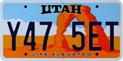 UT license plate Y475ET